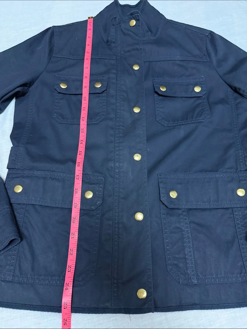 J.Crew Downtown Field Utility Jacket Navy with Gold Buttons Sz S